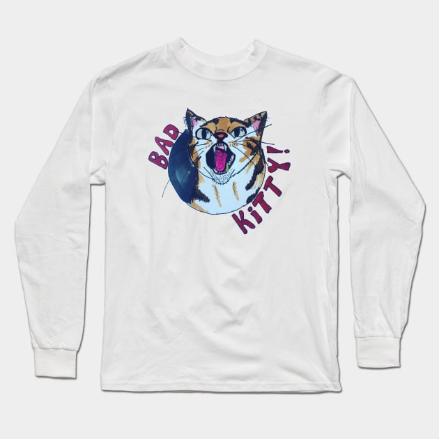 Bad Kitty! Long Sleeve T-Shirt by Artofmiarussell 